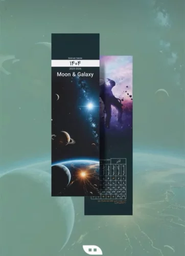 تقویم بوکمارکی ۱۴۰۴ (moon and galaxy) هیرمند